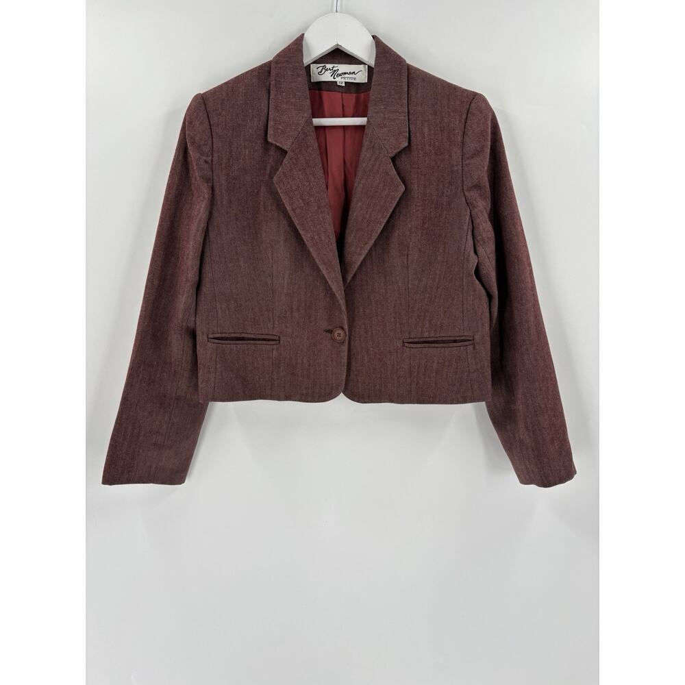 Bert Newman Vintage Blazer Jacket Womens 12 Petite Red Single Breasted 70s 80s